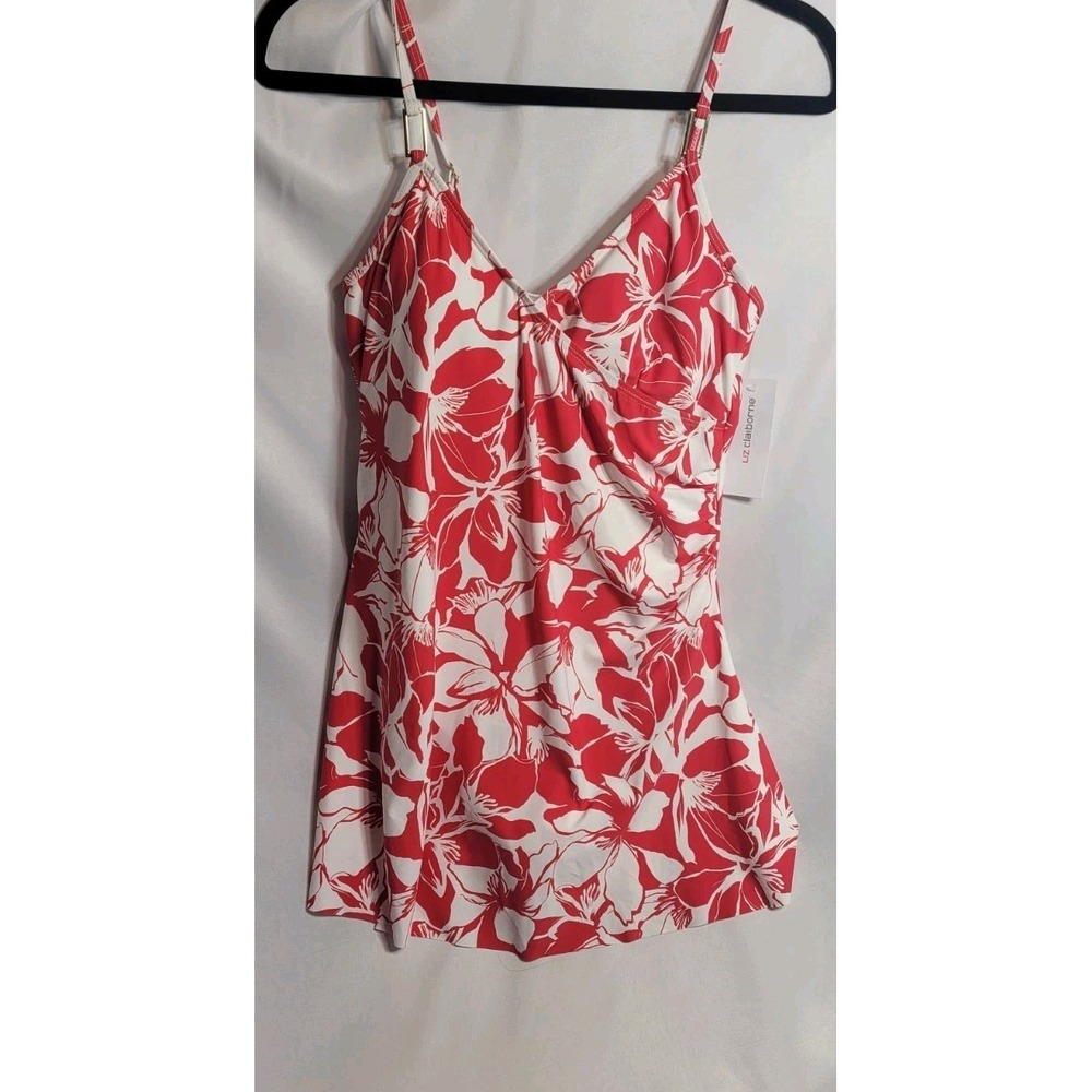 Liz‎ Claiborne Womens Floral One Piece Swimsuit Sizes 8 New MSRP $99.00 Red